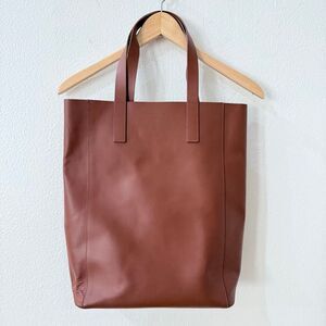 Everlane Day Magazine Italian Leather Tote in Cognac North South Brown